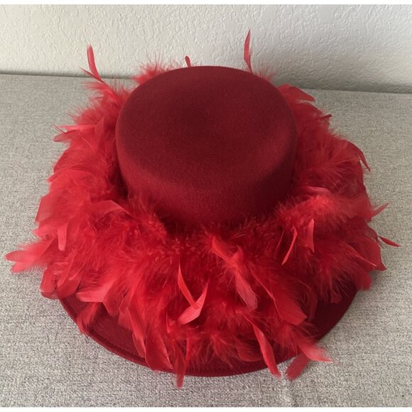 NWT Betmar NY Wide Brim Red Feather 100% Wool Hat Made USA - Picture 1 of 8